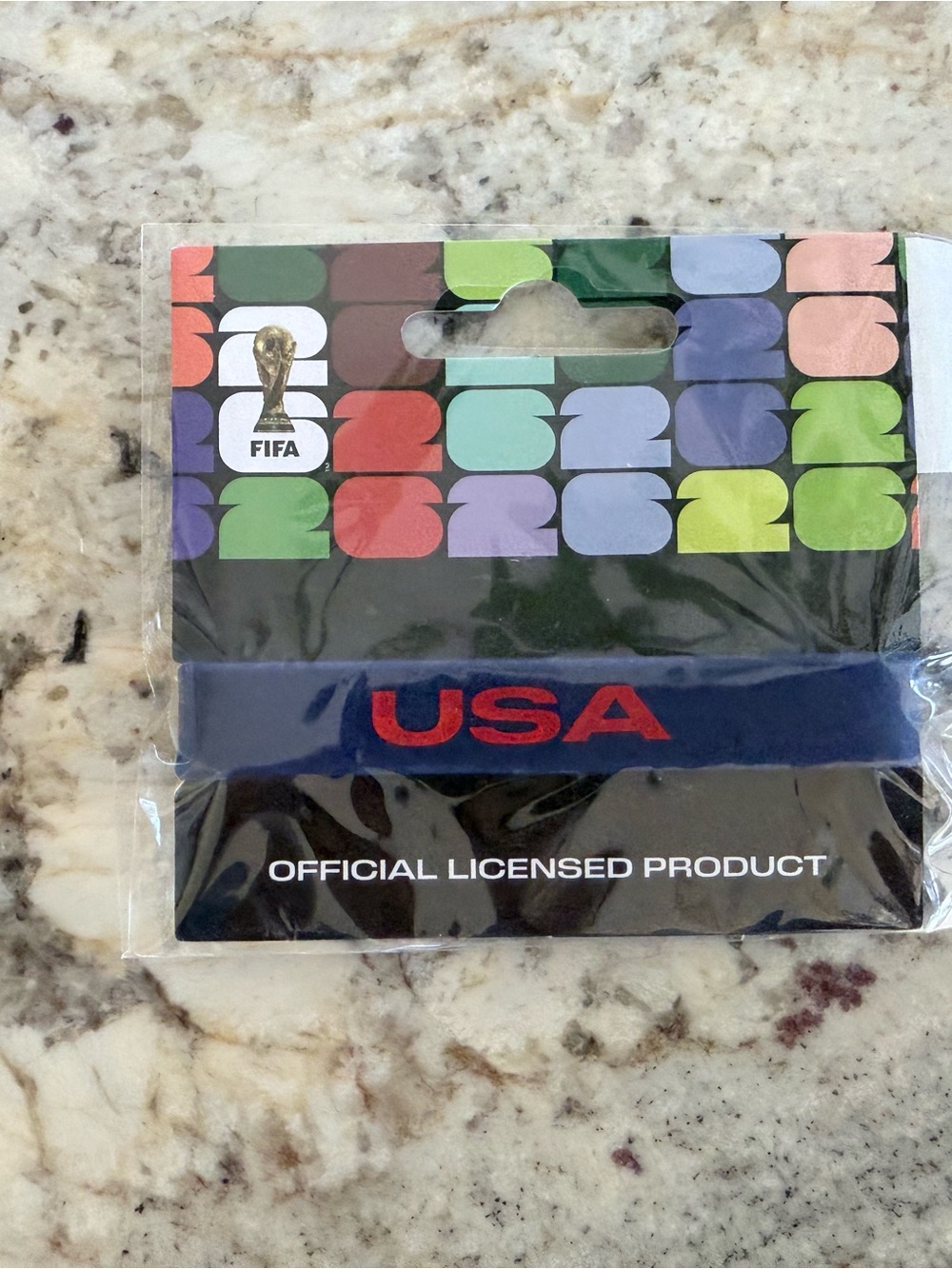 FIFA World Cup 2026 USA Navy Blue Headband with Red Embroidered 'USA'